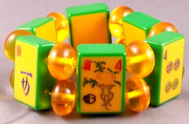 AB15 corn/green cased mahjong tile bracelet